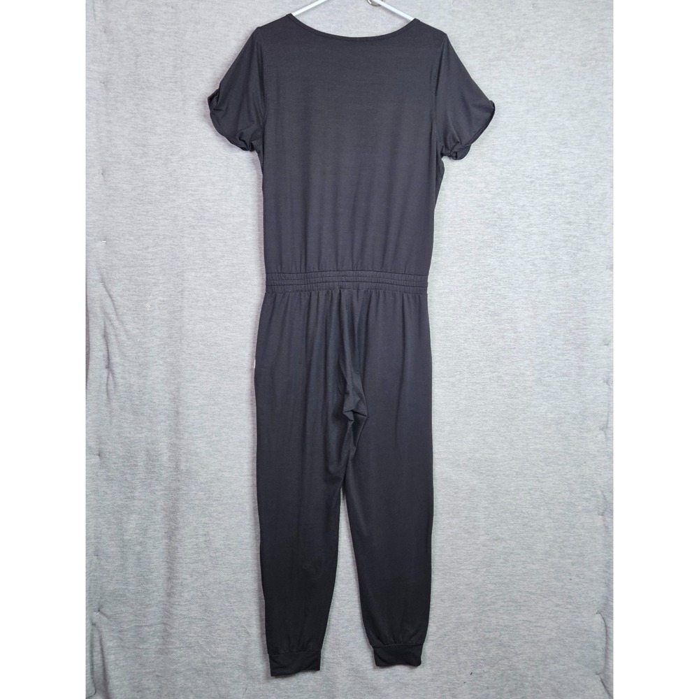 Vuori All Day Black V-Neck Jumpsuit Women's Size M Elastic Waist Short Sleeve - Picture 2 of 10
